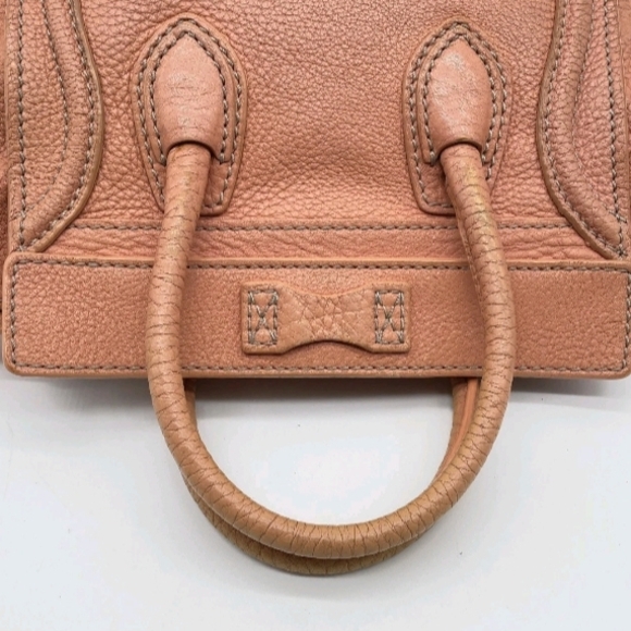 SALE! Celine Luggage Nano Shopper Calfskin Pink/Beige 2 Way Mini Bag W/DB/Strap - Picture 13 of 16